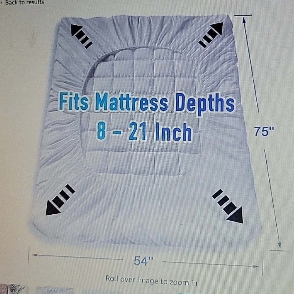 Matbeby Premium Mattress Pad Full Quilted 54x75